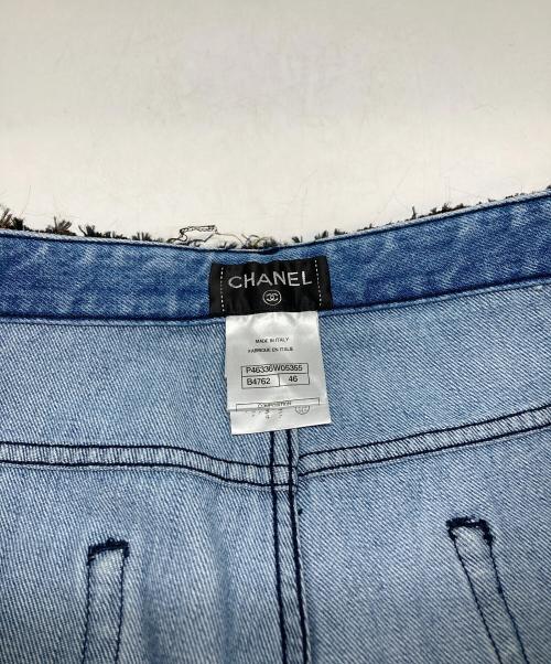 CHANEL（シャネル）CHANEL (シャネル) ココボタンデニムパンツ グリーン×ブルー サイズ:46の古着・服飾アイテム