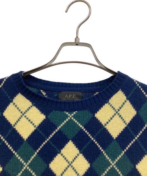 A.P.C.（アーペーセー）A.P.C. (アーペーセー) 厚手ニット イエロー×ネイビー サイズ:XSの古着・服飾アイテム
