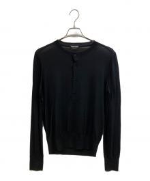 TOM FORD（トムフォード）の古着「シルク混ヘンリーTシャツ」｜ブラック