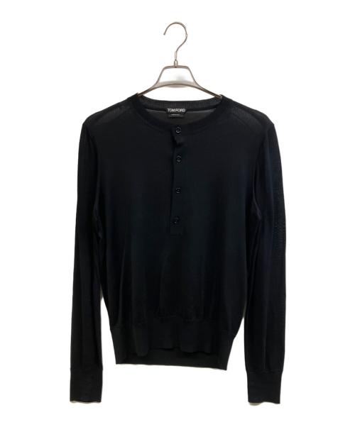 TOM FORD（トムフォード）TOM FORD (トムフォード) シルク混ヘンリーTシャツ ブラック サイズ:46の古着・服飾アイテム
