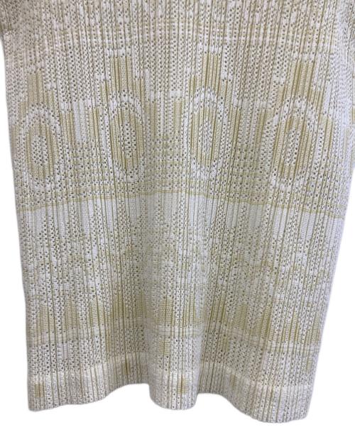 PLEATS PLEASE（プリーツプリーズ）PLEATS PLEASE (プリーツプリーズ) 半袖カットソー ホワイト×イエロー サイズ:3の古着・服飾アイテム