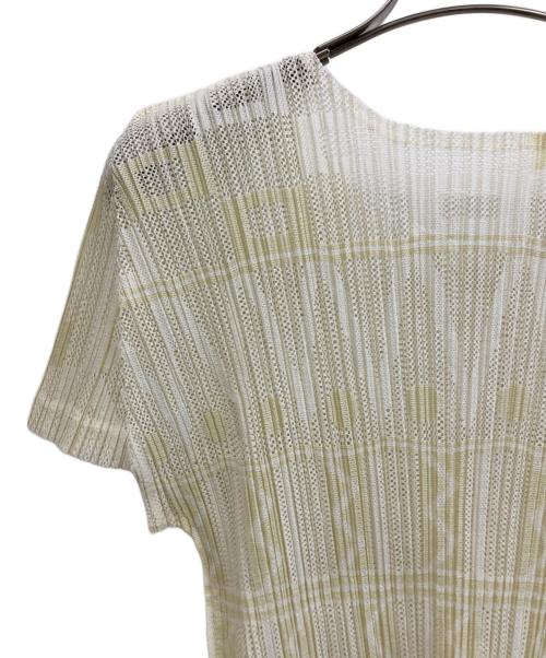 PLEATS PLEASE（プリーツプリーズ）PLEATS PLEASE (プリーツプリーズ) 半袖カットソー ホワイト×イエロー サイズ:3の古着・服飾アイテム