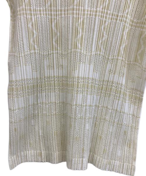 PLEATS PLEASE（プリーツプリーズ）PLEATS PLEASE (プリーツプリーズ) 半袖カットソー ホワイト×イエロー サイズ:3の古着・服飾アイテム