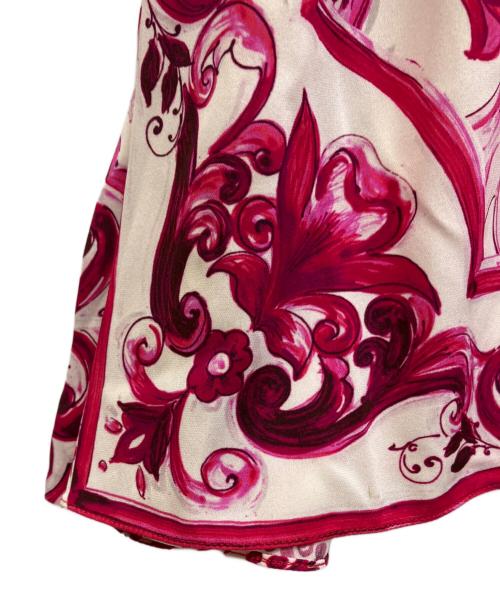 DOLCE & GABBANA（ドルチェ＆ガッバーナ）DOLCE & GABBANA (ドルチェ＆ガッバーナ) マジョリカワンピース Silk All Over Print Short Sleeve Dress ショッキングピンク サイズ:40の古着・服飾アイテム