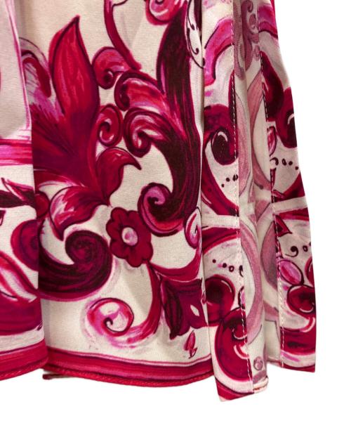 DOLCE & GABBANA（ドルチェ＆ガッバーナ）DOLCE & GABBANA (ドルチェ＆ガッバーナ) マジョリカワンピース Silk All Over Print Short Sleeve Dress ショッキングピンク サイズ:40の古着・服飾アイテム