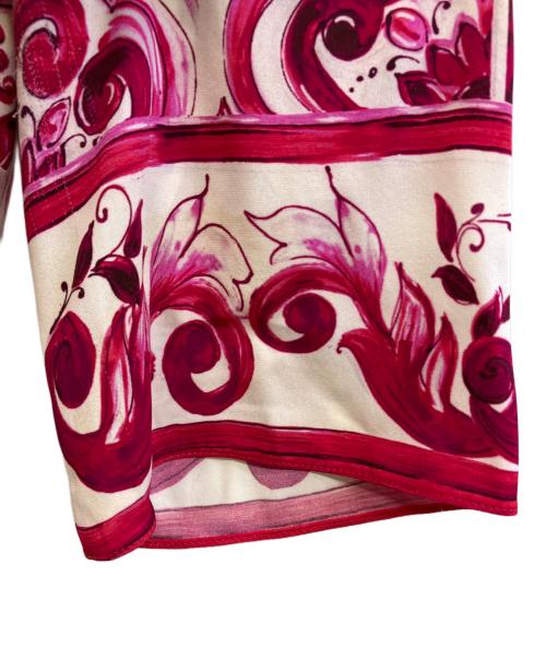 DOLCE & GABBANA（ドルチェ＆ガッバーナ）DOLCE & GABBANA (ドルチェ＆ガッバーナ) マジョリカワンピース Silk All Over Print Short Sleeve Dress ショッキングピンク サイズ:40の古着・服飾アイテム