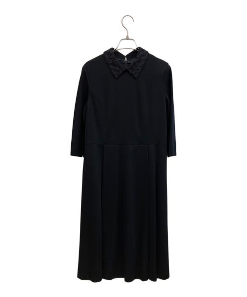 23区（ニジュウサンク）23区 (ニジュウサンク) VERY (ヴェリィ) コットングログランジャージー付け襟ワンピース ブラック サイズ:40の古着・服飾アイテム
