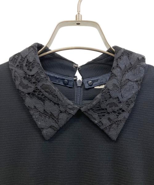 23区（ニジュウサンク）23区 (ニジュウサンク) VERY (ヴェリィ) コットングログランジャージー付け襟ワンピース ブラック サイズ:40の古着・服飾アイテム