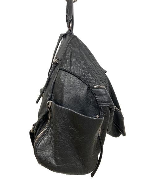 DIESEL（ディーゼル）DIESEL (ディーゼル) レザーセンタージップリュック ブラックの古着・服飾アイテム