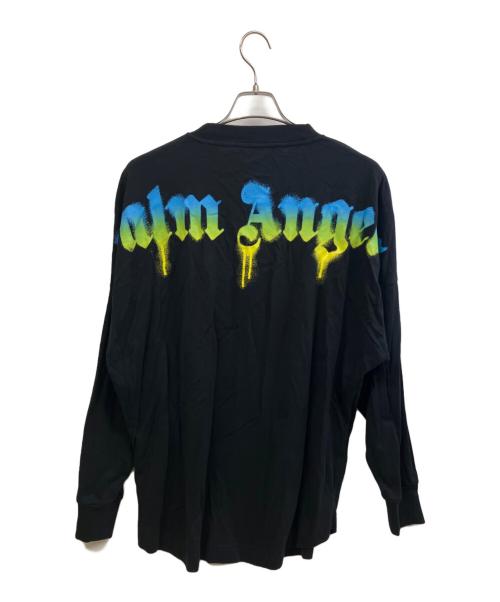 Palm Angels（パーム エンジェルス）Palm Angels (パーム エンジェルス) 長袖カットソー 22AW Sprayed Palm Logo Over Tee ブラック サイズ:Mの古着・服飾アイテム