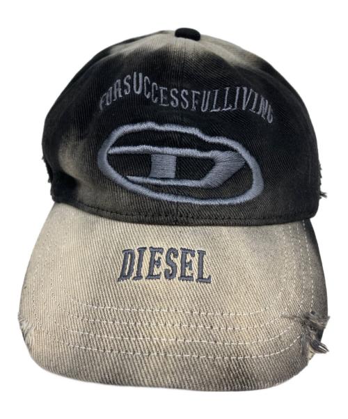 DIESEL（ディーゼル）DIESEL (ディーゼル) C-OLTON-BLACK-D / ダメージ加工キャップ ブラックの古着・服飾アイテム