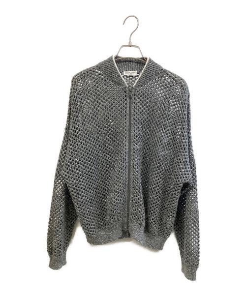 BRUNELLO CUCINELLI（ブルネロクチネリ）BRUNELLO CUCINELLI (ブルネロクチネリ) スパンコール ネット ボンバージャケット グレー サイズ:Mの古着・服飾アイテム