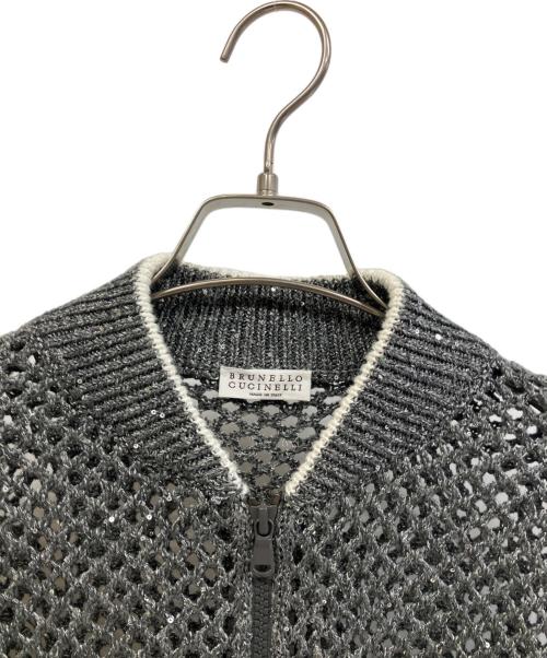BRUNELLO CUCINELLI（ブルネロクチネリ）BRUNELLO CUCINELLI (ブルネロクチネリ) スパンコール ネット ボンバージャケット グレー サイズ:Mの古着・服飾アイテム