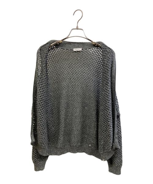 BRUNELLO CUCINELLI（ブルネロクチネリ）BRUNELLO CUCINELLI (ブルネロクチネリ) スパンコール ネット ボンバージャケット グレー サイズ:Mの古着・服飾アイテム