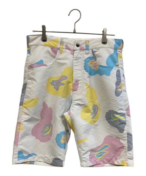 A BATHING APE（アベイシングエイプ）A BATHING APE (アベイシングエイプ) ハーフパンツ ホワイト×イエロー サイズ:Mの古着・服飾アイテム