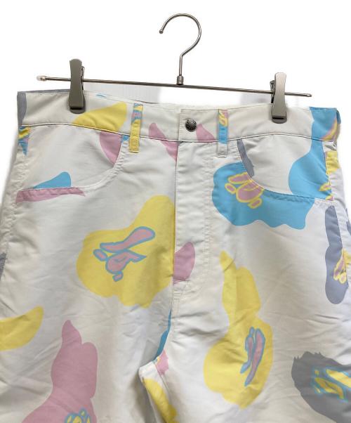 A BATHING APE（アベイシングエイプ）A BATHING APE (アベイシングエイプ) ハーフパンツ ホワイト×イエロー サイズ:Mの古着・服飾アイテム
