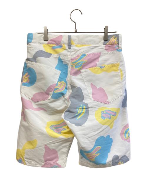 A BATHING APE（アベイシングエイプ）A BATHING APE (アベイシングエイプ) ハーフパンツ ホワイト×イエロー サイズ:Mの古着・服飾アイテム