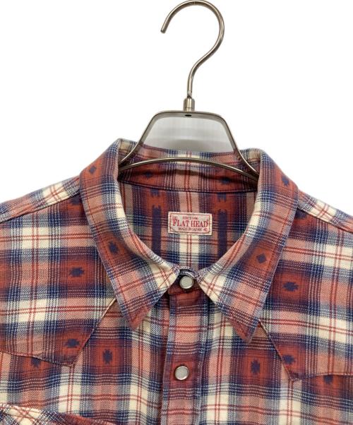 FLAT HEAD（フラット ヘッド）FLAT HEAD (フラット ヘッド) 長袖シャツ レッド×ブルー サイズ:40の古着・服飾アイテム