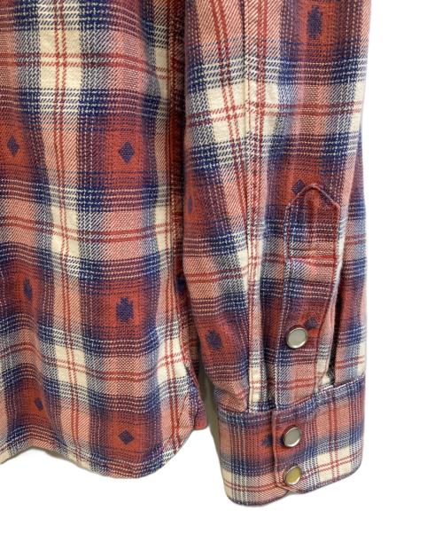 FLAT HEAD（フラット ヘッド）FLAT HEAD (フラット ヘッド) 長袖シャツ レッド×ブルー サイズ:40の古着・服飾アイテム