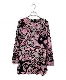 LEONARD FASHION（レオナールファッション）の古着「長袖ワンピース」｜ブラック×ピンク