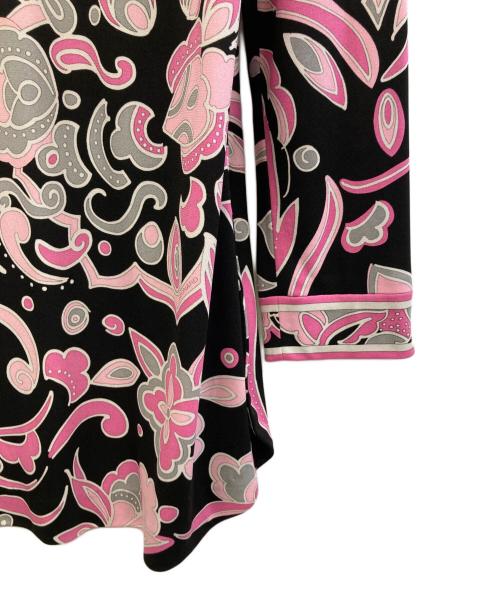 LEONARD FASHION（レオナールファッション）LEONARD FASHION (レオナールファッション) 長袖ワンピース ブラック×ピンク サイズ:38の古着・服飾アイテム