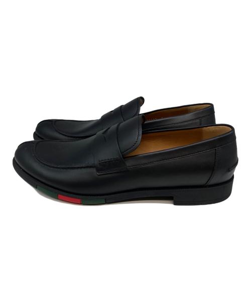 GUCCI（グッチ）GUCCI (グッチ) レザーコインローファー ブラック サイズ:27の古着・服飾アイテム