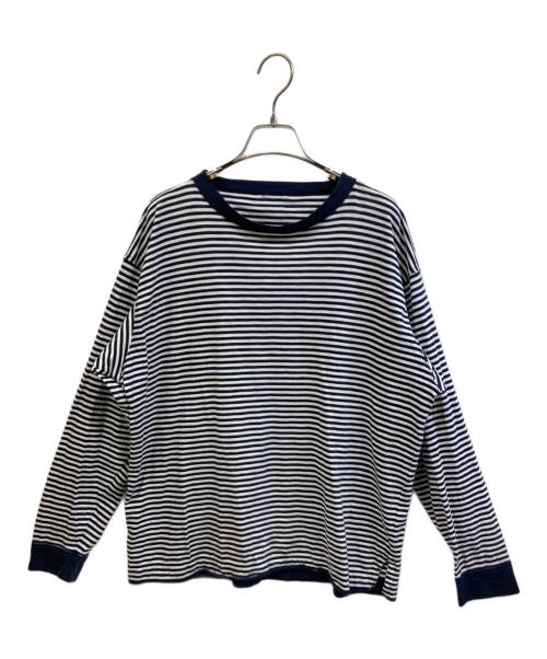 45R（フォーティファイブ・アール）45R (フォーティファイブ・アール) スーピマ天竺の908オーシャンTシャツ ネイビー×ホワイト サイズ:Mの古着・服飾アイテム