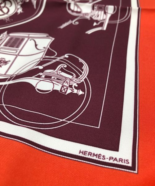 HERMES（エルメス）HERMES (エルメス) カレ40 レッド×ボルドーの古着・服飾アイテム