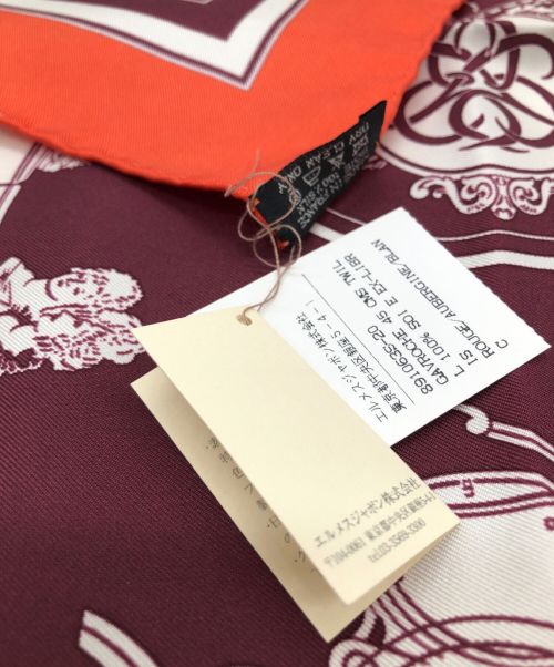 HERMES（エルメス）HERMES (エルメス) カレ40 レッド×ボルドーの古着・服飾アイテム