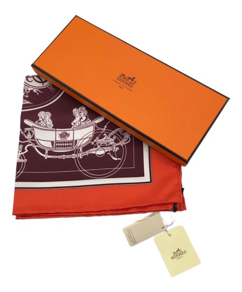 HERMES（エルメス）HERMES (エルメス) カレ40 レッド×ボルドーの古着・服飾アイテム