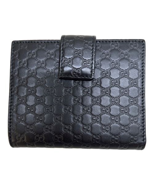 GUCCI（グッチ）GUCCI (グッチ) Wホック2つ折り財布 ブラックの古着・服飾アイテム