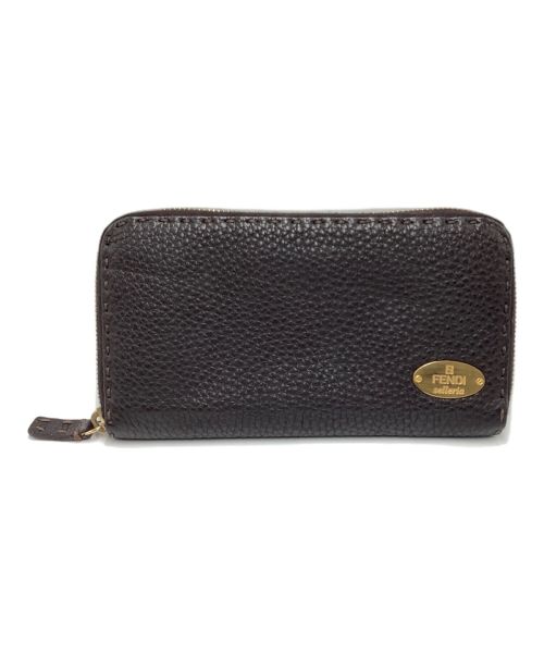 FENDI（フェンディ）FENDI (フェンディ) ラウンドファスナー長財布 ブラックの古着・服飾アイテム