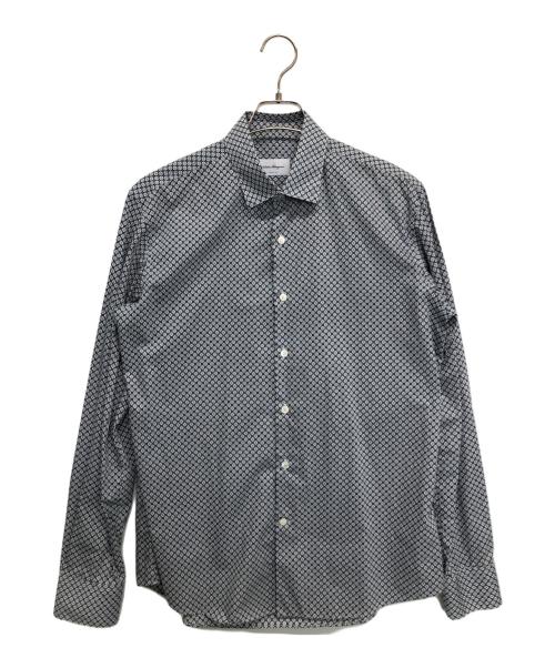 Salvatore Ferragamo（サルヴァトーレ フェラガモ）Salvatore Ferragamo (サルヴァトーレ フェラガモ) ガンチーニ総柄長袖シャツ スカイブルー×ブラック サイズ:Mの古着・服飾アイテム