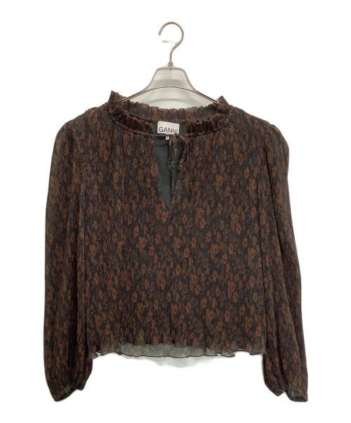 GANNI（ガニー）GANNI (ガニー) Pleated Georgette Blouse ブラウン サイズ:SIZE　36の古着・服飾アイテム