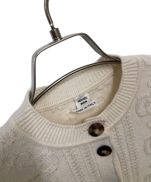 HERMES（エルメス）HERMES (エルメス) ケーブルニットカーディガン ホワイト サイズ:38の古着・服飾アイテム