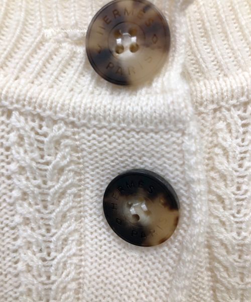 HERMES（エルメス）HERMES (エルメス) ケーブルニットカーディガン ホワイト サイズ:38の古着・服飾アイテム