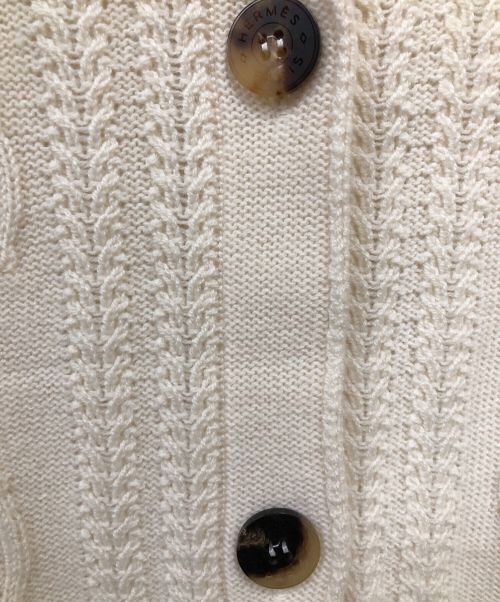 HERMES（エルメス）HERMES (エルメス) ケーブルニットカーディガン ホワイト サイズ:38の古着・服飾アイテム