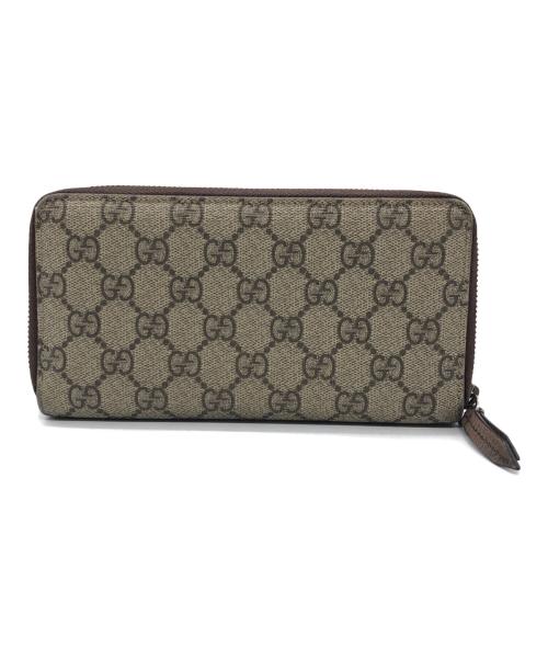 GUCCI（グッチ）GUCCI (グッチ) ジップアラウンドウォレット グレー×ブラウンの古着・服飾アイテム
