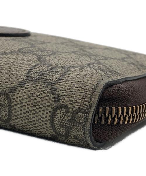 GUCCI（グッチ）GUCCI (グッチ) ジップアラウンドウォレット グレー×ブラウンの古着・服飾アイテム
