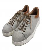 EMPORIO ARMANIエンポリオアルマーニ）の古着「ローカットスニーカー」｜ライトグレー×ブラウン