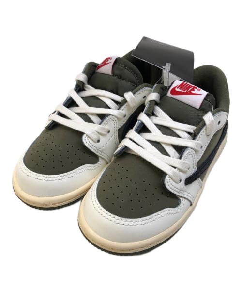 NIKE（ナイキ）NIKE (ナイキ) Travis Scott (トラヴィススコット) ローカットスニーカー オリーブ×ホワイト サイズ:15cm 未使用品の古着・服飾アイテム