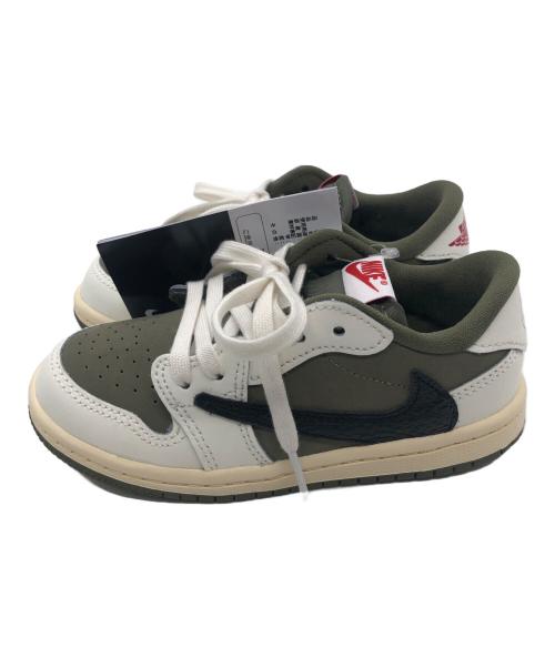NIKE（ナイキ）NIKE (ナイキ) Travis Scott (トラヴィススコット) ローカットスニーカー オリーブ×ホワイト サイズ:15cm 未使用品の古着・服飾アイテム