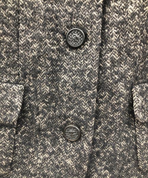 CHANEL（シャネル）CHANEL (シャネル) ラパンファーウールツイードジャケット ダークグレー×ブラウン サイズ:38の古着・服飾アイテム