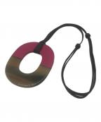 HERMESエルメス）の古着「バッファローホーンペンダントネックレス」｜ピンク×ブラウン