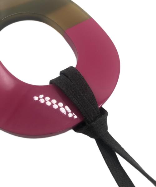 HERMES（エルメス）HERMES (エルメス) バッファローホーンペンダントネックレス ピンク×ブラウンの古着・服飾アイテム