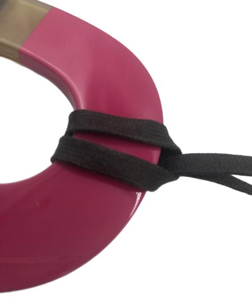 HERMES（エルメス）HERMES (エルメス) バッファローホーンペンダントネックレス ピンク×ブラウンの古着・服飾アイテム