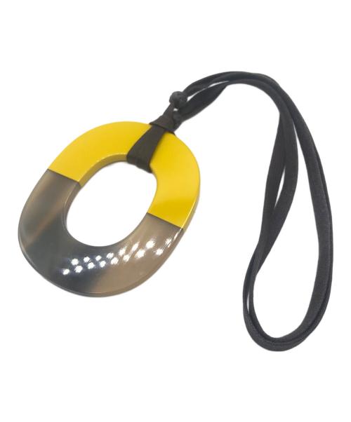 HERMES（エルメス）HERMES (エルメス) バッファローホーンペンダントネックレス イエロー×ブラウンの古着・服飾アイテム