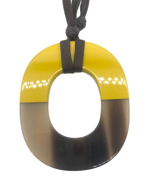 HERMES（エルメス）HERMES (エルメス) バッファローホーンペンダントネックレス イエロー×ブラウンの古着・服飾アイテム