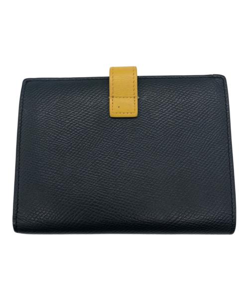 CELINE（セリーヌ）CELINE (セリーヌ) 2つ折り財布 ネイビー×イエローの古着・服飾アイテム