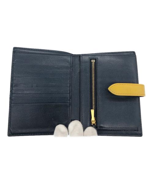CELINE（セリーヌ）CELINE (セリーヌ) 2つ折り財布 ネイビー×イエローの古着・服飾アイテム